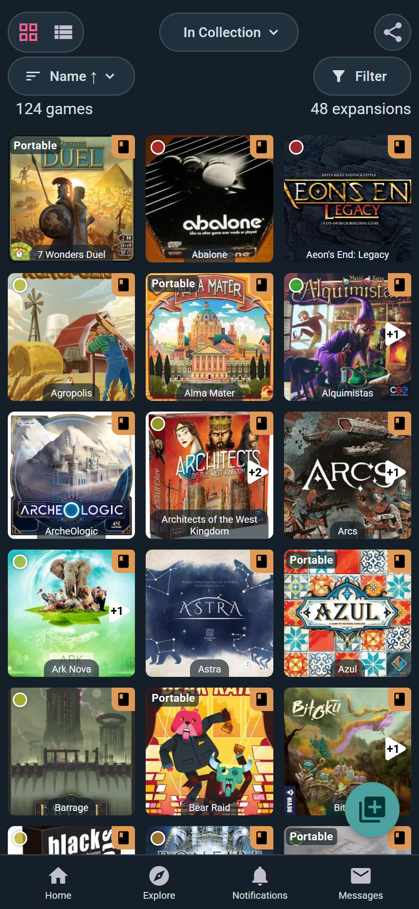 Collection in grid view showing box art tiles