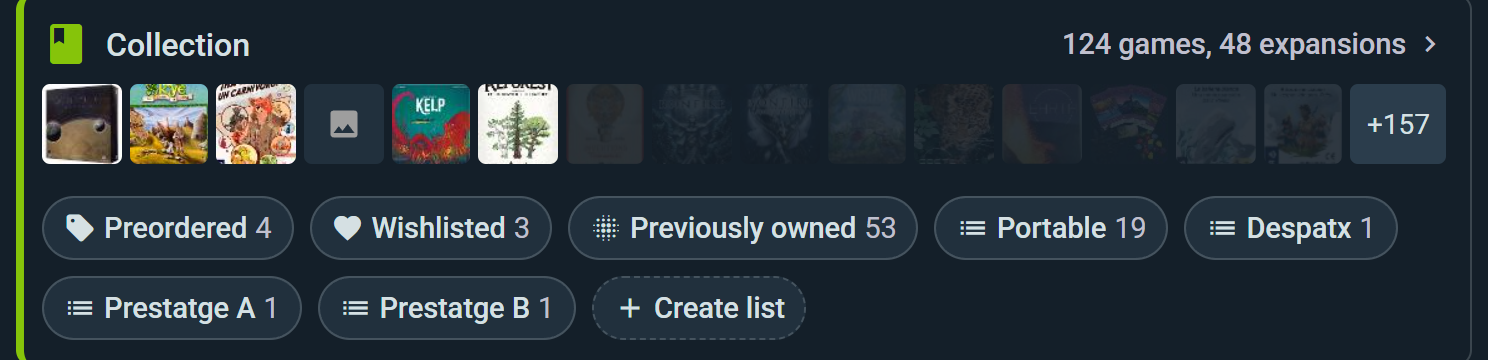 Ownership tabs and custom lists as chips on the collection widget