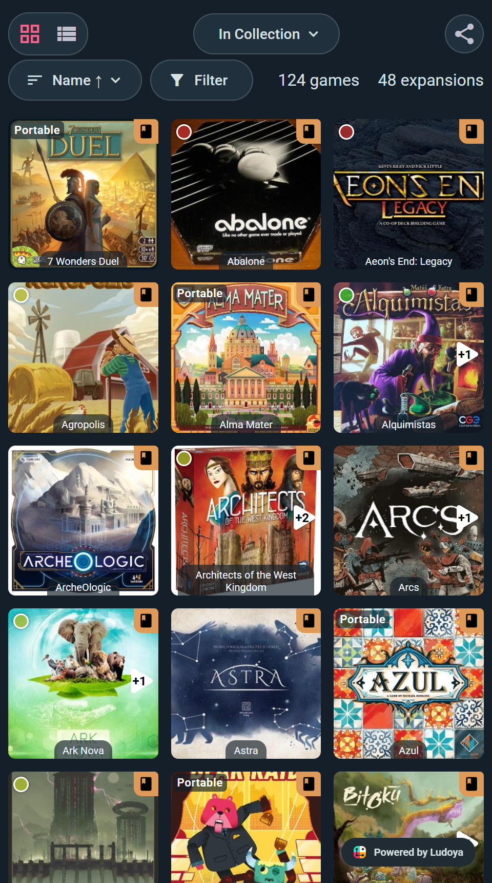 A collection embedded on another site, with its own filters and no Ludoya navigation