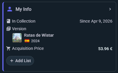 The My Info widget on a game page