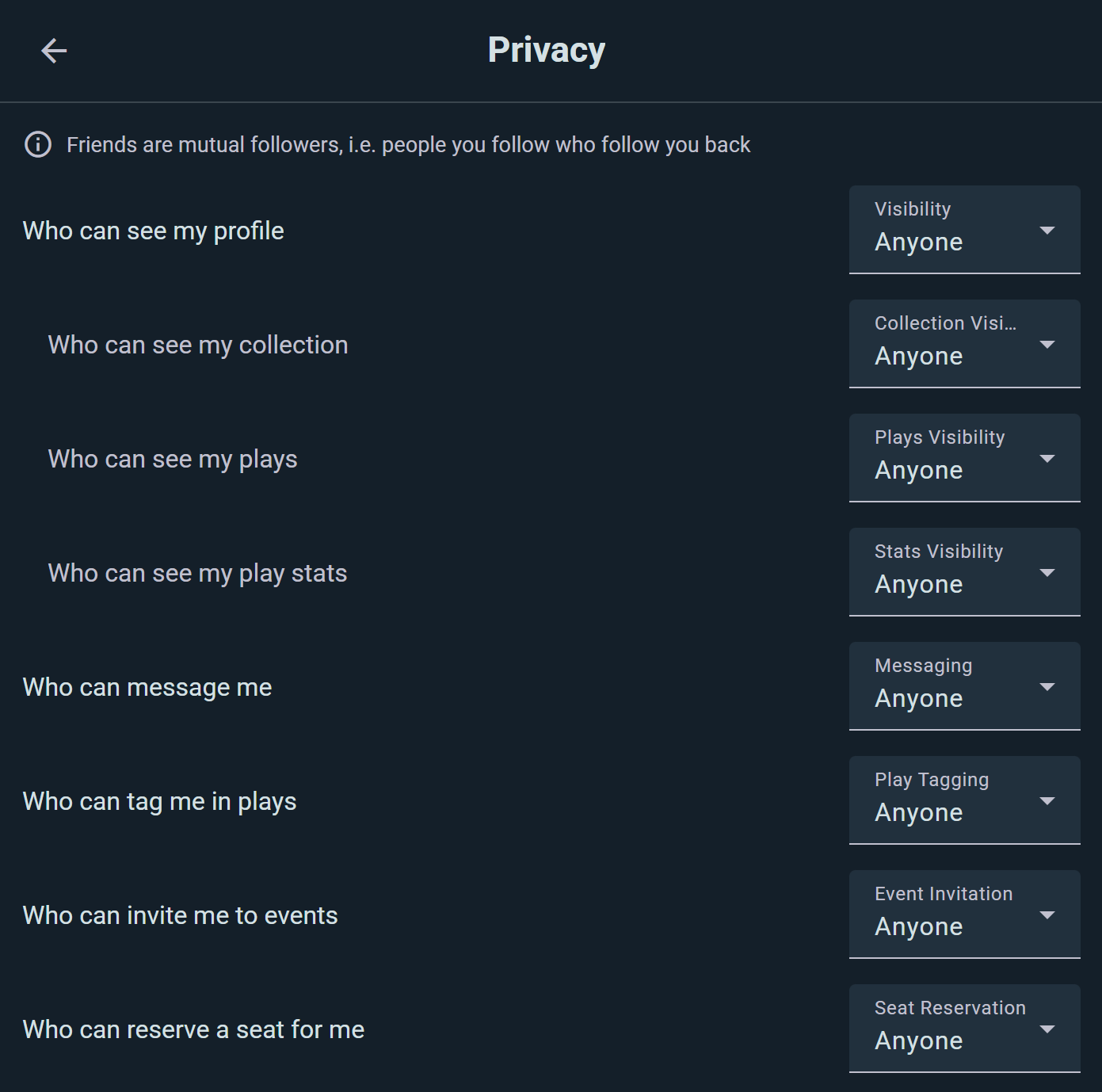 Privacy settings with the Who can message me control