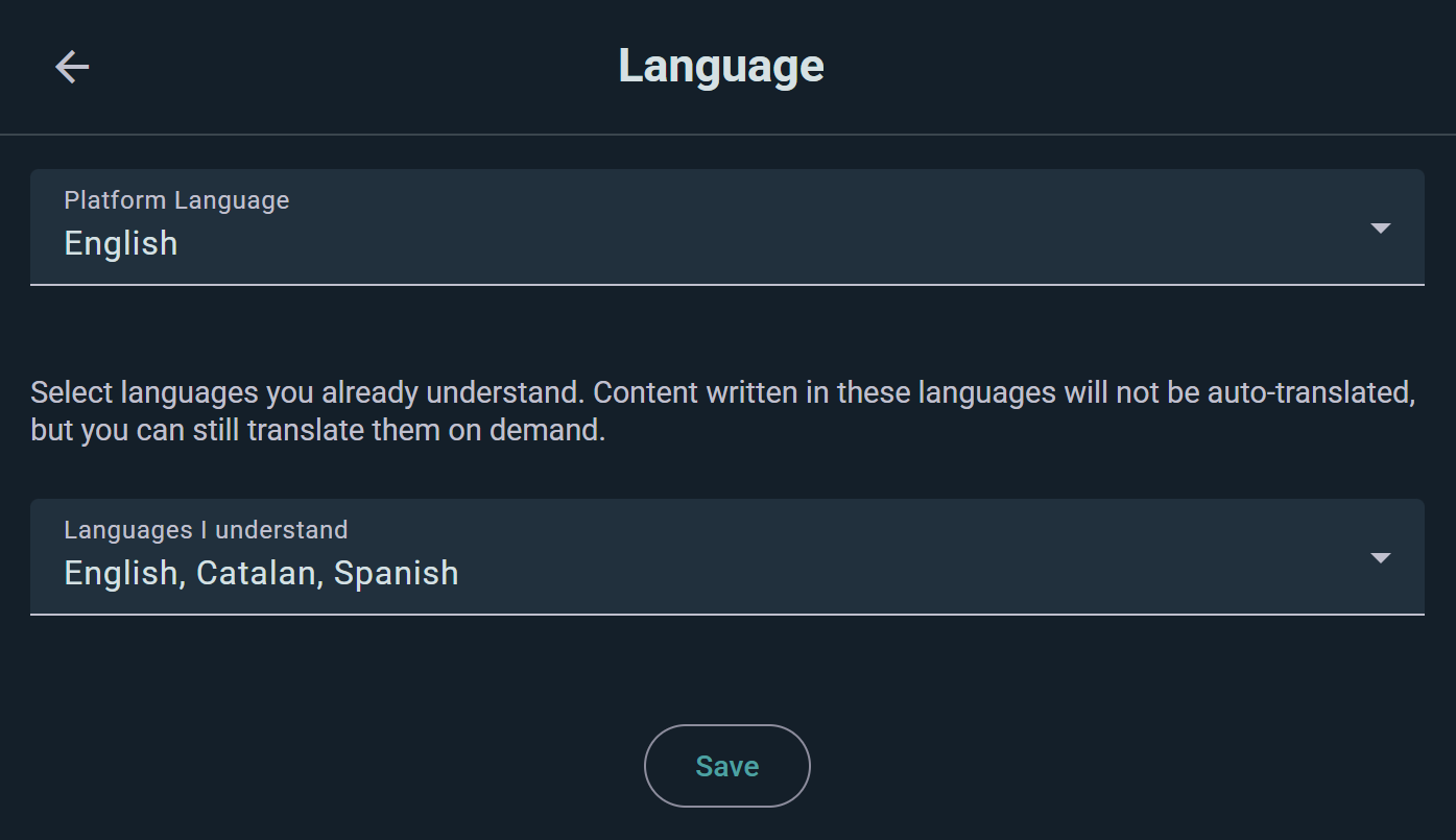 Language settings: the languages you understand are never auto-translated